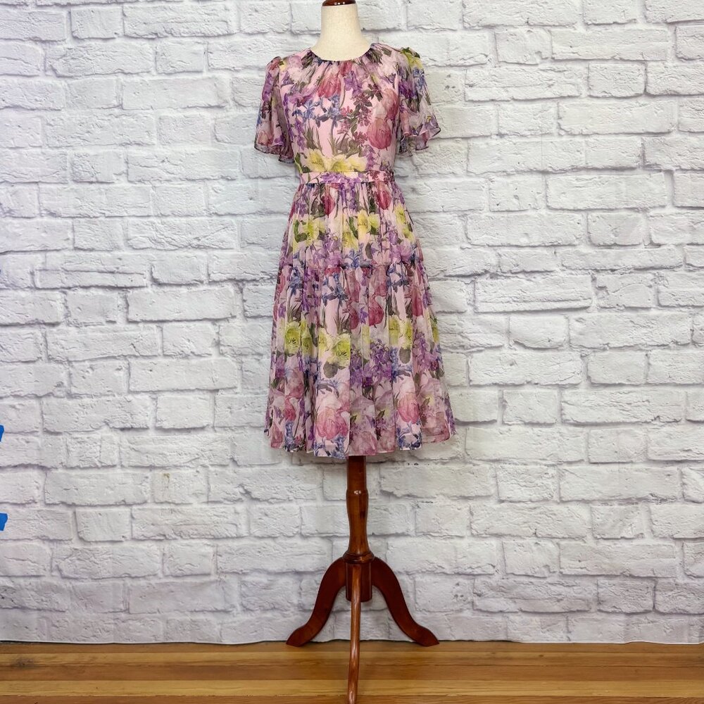 SixDo by Do Manh Cuong Pink Organza Floral Knee-Length Dress